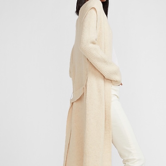 Express Sweaters - Express Cozy Belted Ribbed Duster Cardigan Oatmeal SZ XL